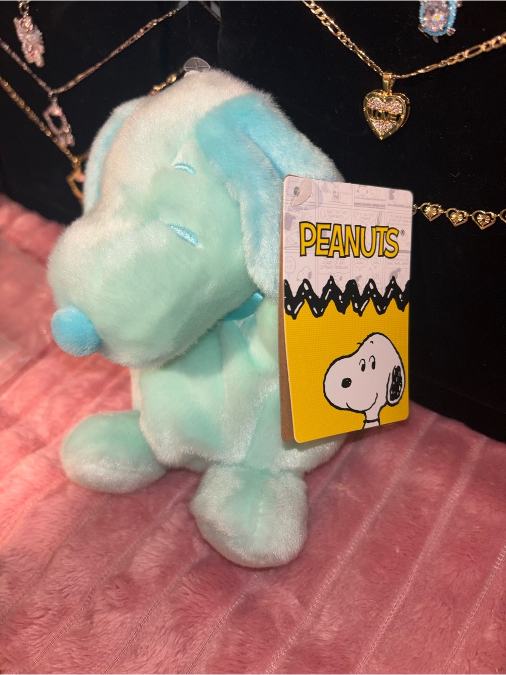 Peanuts Mint & Light Blue Snoopy Plush Dog Toy